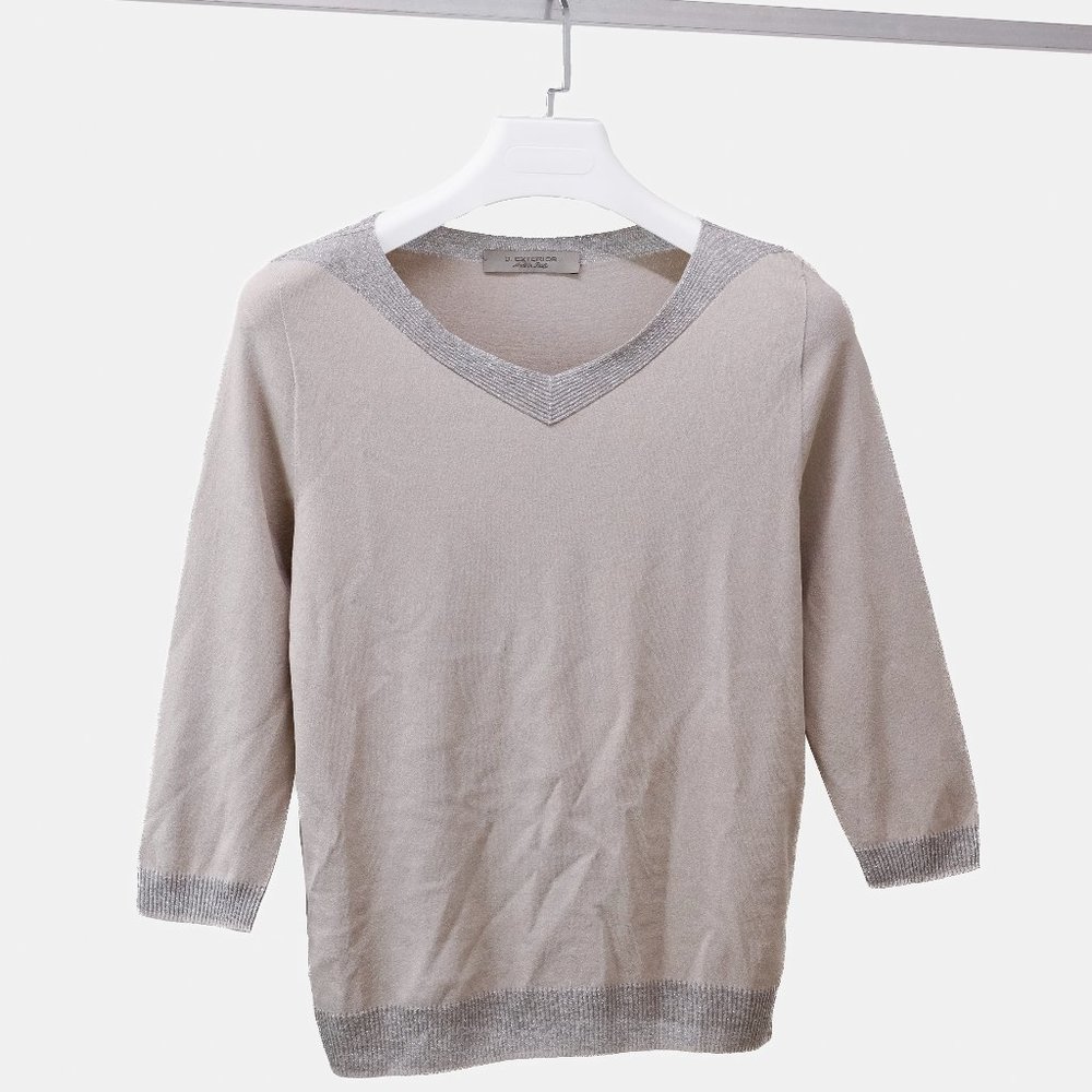 D. Exterior Taupe Glitter Rib Blouse - Picture 2 of 11